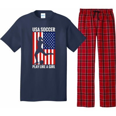 Funny Soccer Usa Soccer Play Like A Girl Pajama Set