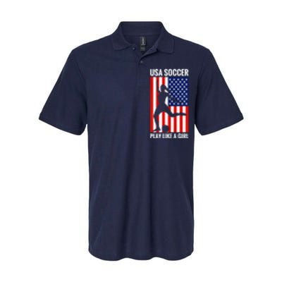 Funny Soccer Usa Soccer Play Like A Girl Softstyle Adult Sport Polo