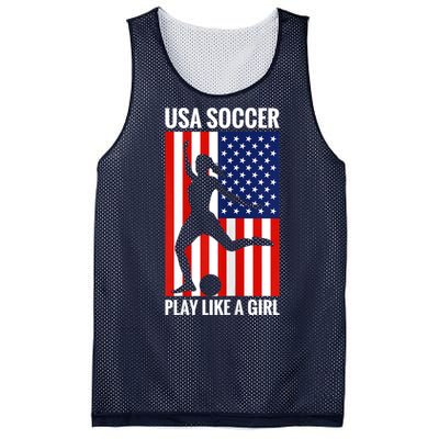 Funny Soccer Usa Soccer Play Like A Girl Mesh Reversible Basketball Jersey Tank