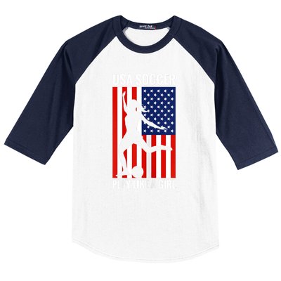 Funny Soccer Usa Soccer Play Like A Girl Baseball Sleeve Shirt