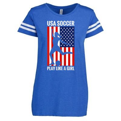 Funny Soccer Usa Soccer Play Like A Girl Enza Ladies Jersey Football T-Shirt