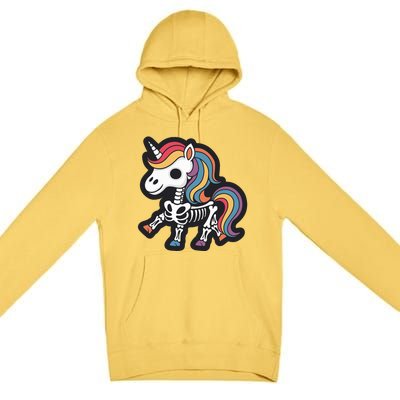 Funny Skeleton Unicorn Lovers Spooky Halloween Costume Premium Pullover Hoodie