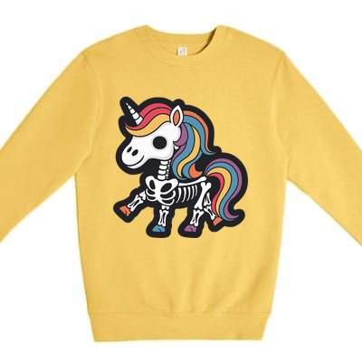 Funny Skeleton Unicorn Lovers Spooky Halloween Costume Premium Crewneck Sweatshirt