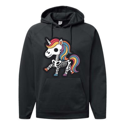 Funny Skeleton Unicorn Lovers Spooky Halloween Costume Performance Fleece Hoodie