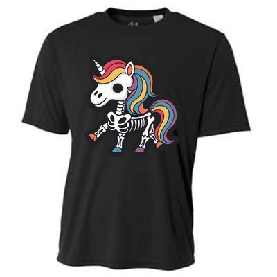 Funny Skeleton Unicorn Lovers Spooky Halloween Costume Cooling Performance Crew T-Shirt