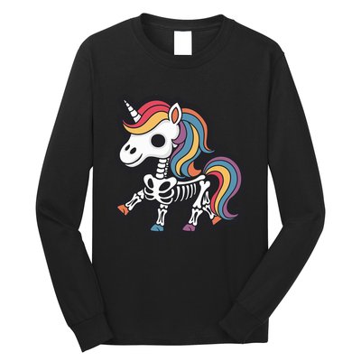 Funny Skeleton Unicorn Lovers Spooky Halloween Costume Long Sleeve Shirt