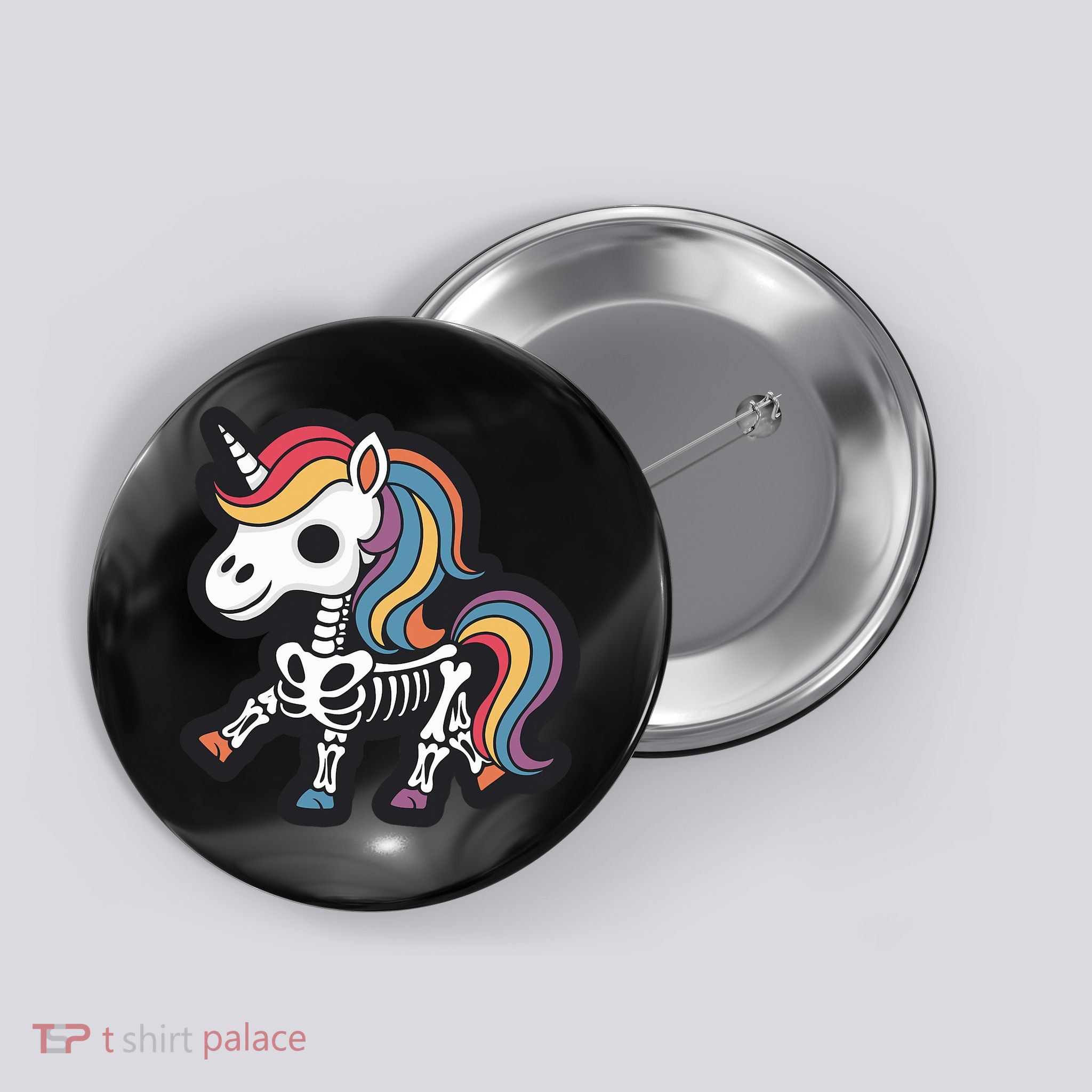 Funny Skeleton Unicorn Lovers Spooky Halloween Costume Button