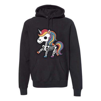 Funny Skeleton Unicorn Lovers Spooky Halloween Costume Premium Hoodie