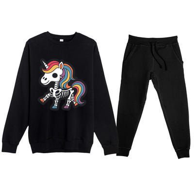 Funny Skeleton Unicorn Lovers Spooky Halloween Costume Premium Crewneck Sweatsuit Set