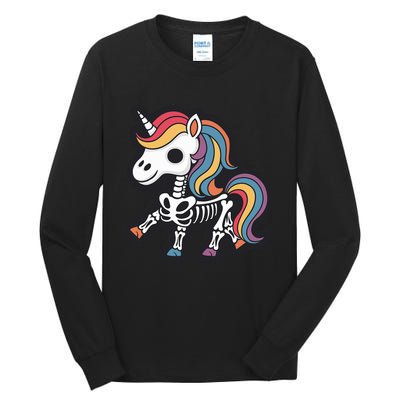 Funny Skeleton Unicorn Lovers Spooky Halloween Costume Tall Long Sleeve T-Shirt