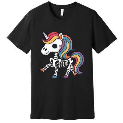 Funny Skeleton Unicorn Lovers Spooky Halloween Costume Premium T-Shirt