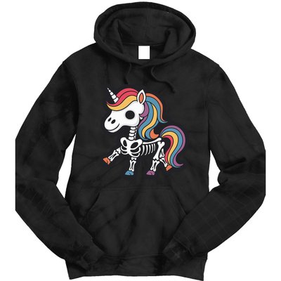 Funny Skeleton Unicorn Lovers Spooky Halloween Costume Tie Dye Hoodie