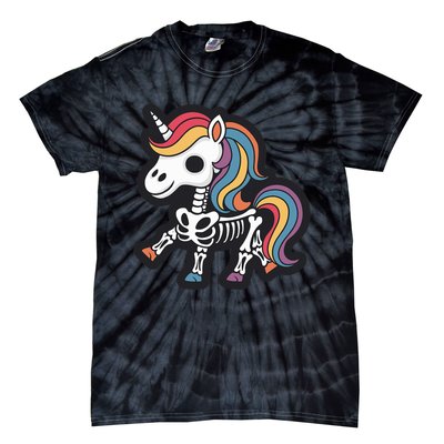 Funny Skeleton Unicorn Lovers Spooky Halloween Costume Tie-Dye T-Shirt