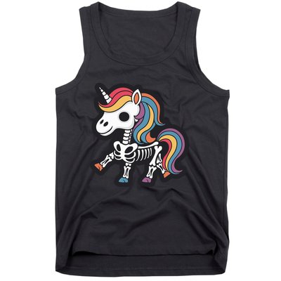 Funny Skeleton Unicorn Lovers Spooky Halloween Costume Tank Top