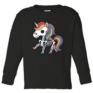 Funny Skeleton Unicorn Lovers Spooky Halloween Costume Toddler Long Sleeve Shirt