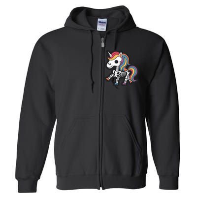 Funny Skeleton Unicorn Lovers Spooky Halloween Costume Full Zip Hoodie