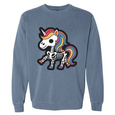 Funny Skeleton Unicorn Lovers Spooky Halloween Costume Garment-Dyed Sweatshirt