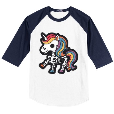 Funny Skeleton Unicorn Lovers Spooky Halloween Costume Baseball Sleeve Shirt