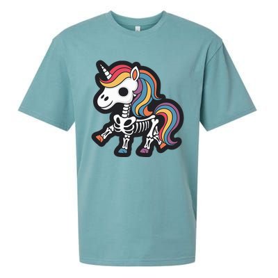 Funny Skeleton Unicorn Lovers Spooky Halloween Costume Sueded Cloud Jersey T-Shirt