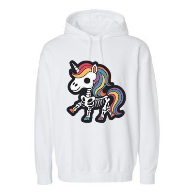 Funny Skeleton Unicorn Lovers Spooky Halloween Costume Garment-Dyed Fleece Hoodie