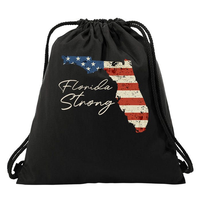 Florida Strong Usa Flag Florida Map Hurricane Milton Pray For All Drawstring Bag