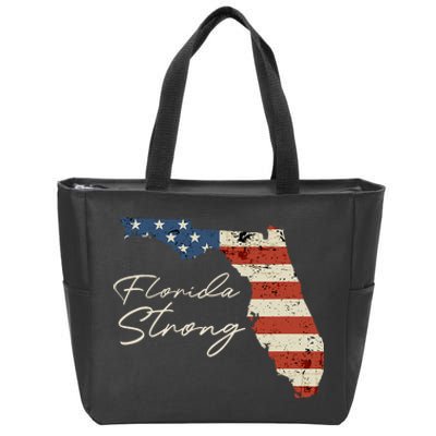 Florida Strong Usa Flag Florida Map Hurricane Milton Pray For All Zip Tote Bag