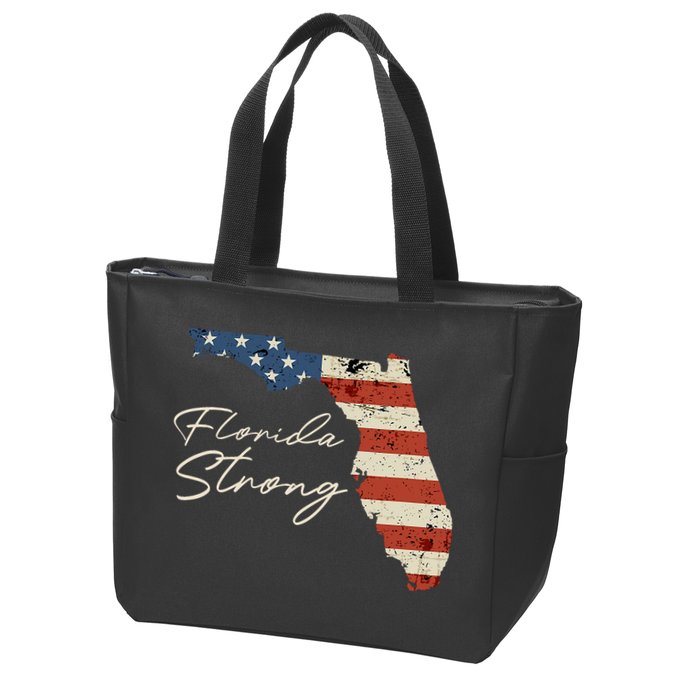 Florida Strong Usa Flag Florida Map Hurricane Milton Pray For All Zip Tote Bag