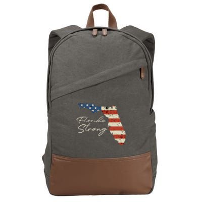 Florida Strong Usa Flag Florida Map Hurricane Milton Pray For All Cotton Canvas Backpack