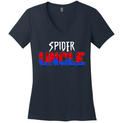 Funny Spider Uncle Matching Family Shirts Women's V-Neck T-Shirt