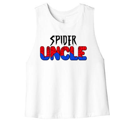 Funny Spider Uncle Matching Family Shirts Women's Racerback Cropped Tank