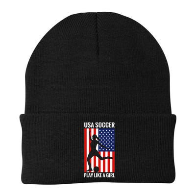 Funny Soccer Usa Soccer Play Like A Girl Beanie