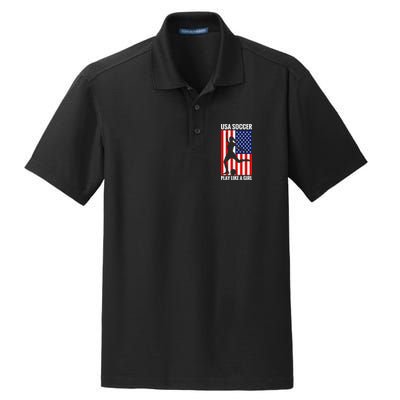 Funny Soccer Usa Soccer Play Like A Girl Dry Zone Grid Polo