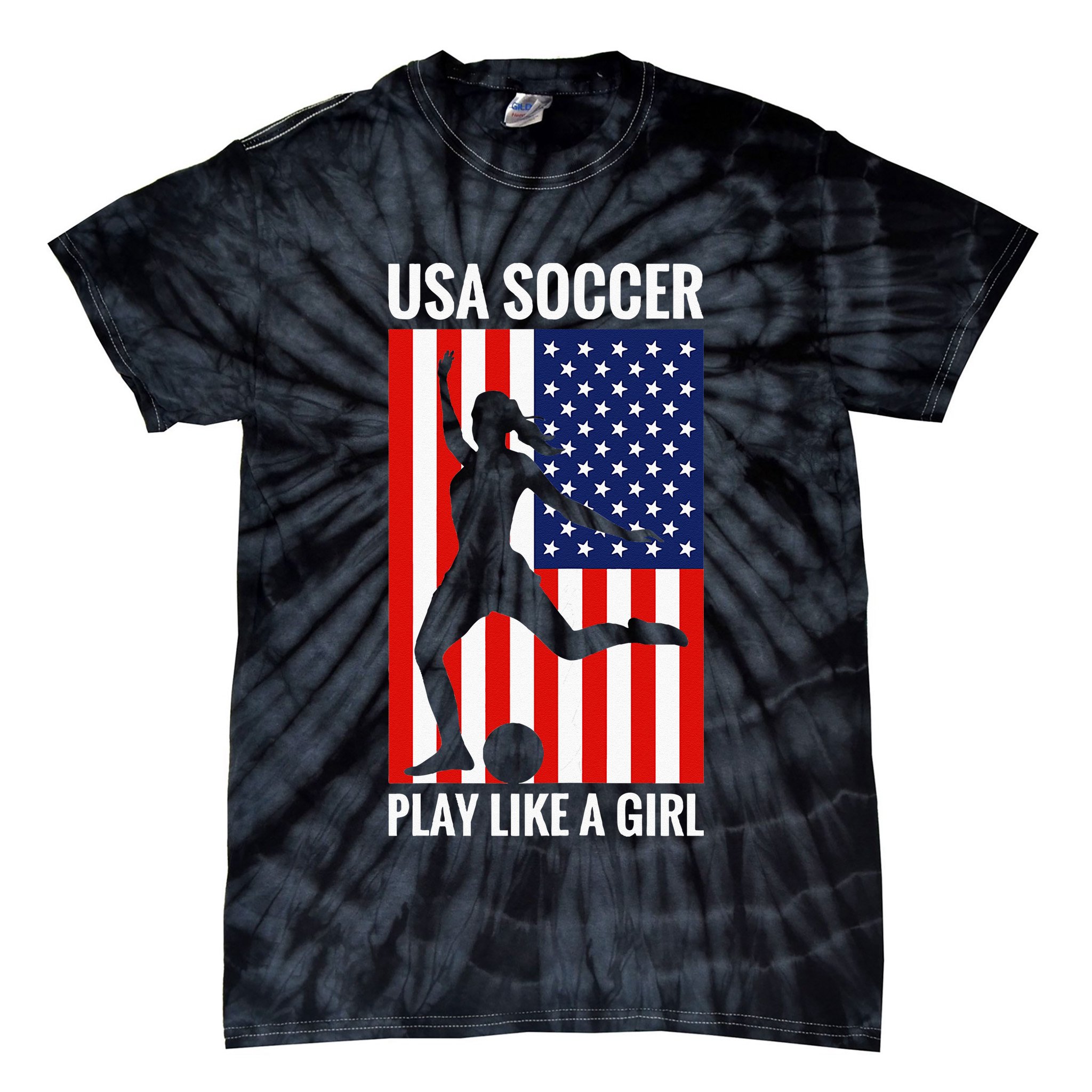 Funny Soccer Usa Soccer Play Like A Girl Tie-Dye T-Shirt