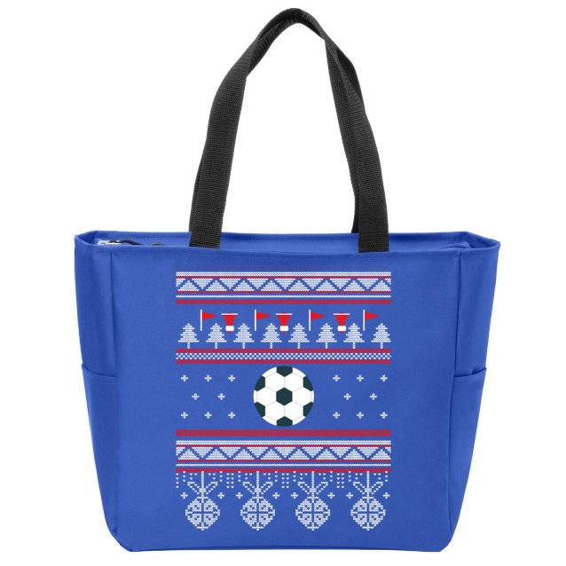 Funny Soccer Ugly Christmas Sweaters Meaningful Gift Zip Tote Bag