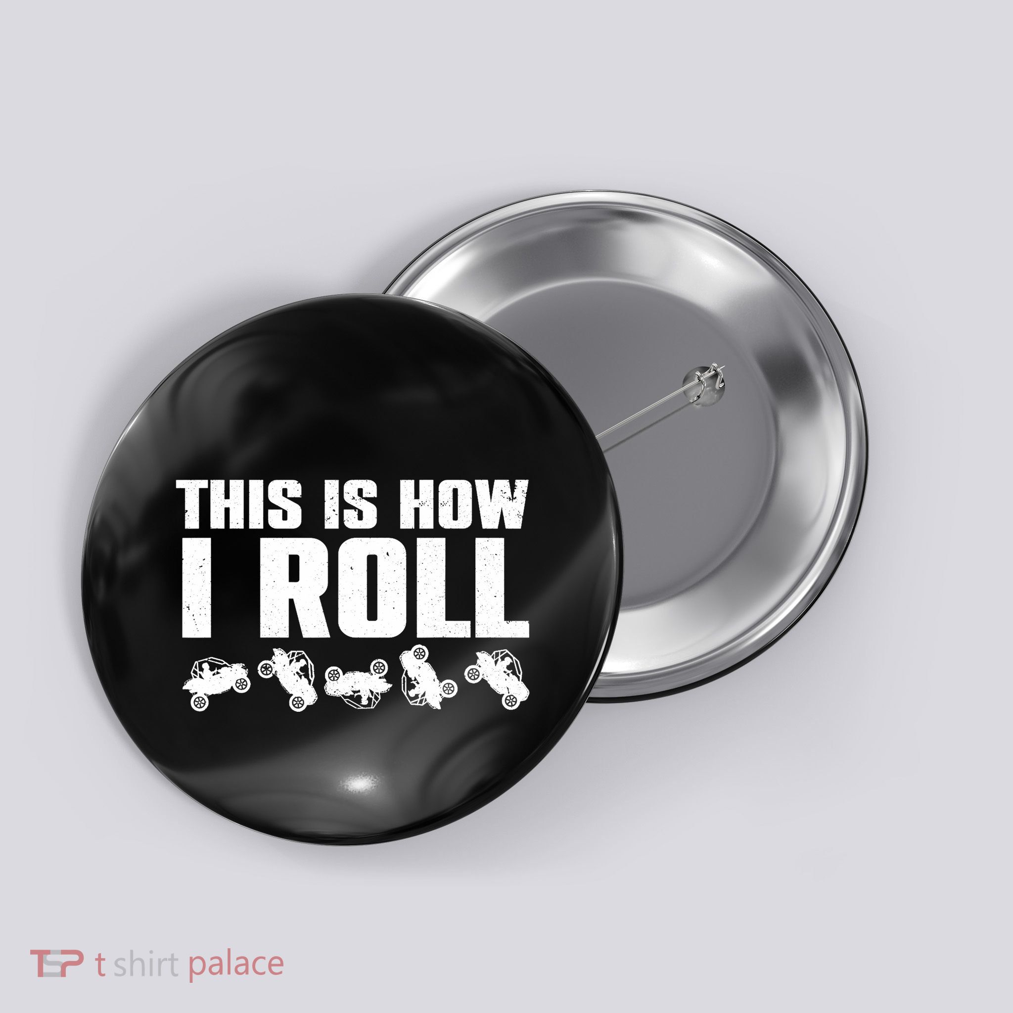 Funny Side-By-Side UTV Art 4 Wheeler ATV Lover Button