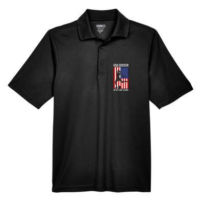 Funny Soccer Usa Soccer Play Like A Girl Men's Origin Performance Pique Polo