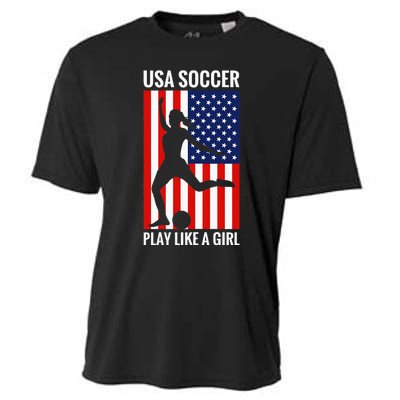 Funny Soccer Usa Soccer Play Like A Girl Cooling Performance Crew T-Shirt