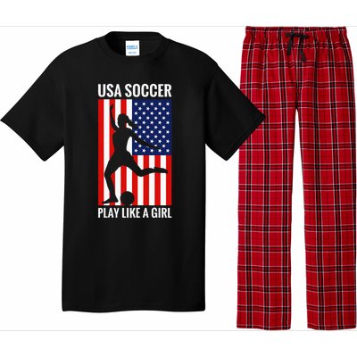 Funny Soccer Usa Soccer Play Like A Girl Pajama Set