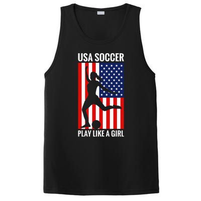 Funny Soccer Usa Soccer Play Like A Girl PosiCharge Competitor Tank