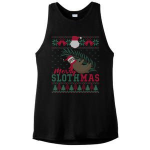 Funny Sloth Ugly Christmas Merry Slothmas Happy Holiday Gift Ladies PosiCharge Tri-Blend Wicking Tank