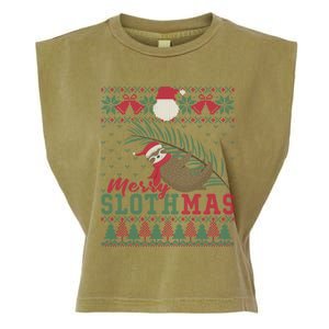 Funny Sloth Ugly Christmas Merry Slothmas Happy Holiday Gift Garment-Dyed Women's Muscle Tee