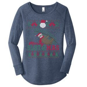 Funny Sloth Ugly Christmas Merry Slothmas Happy Holiday Gift Women's Perfect Tri Tunic Long Sleeve Shirt