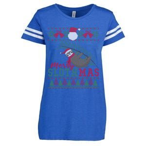 Funny Sloth Ugly Christmas Merry Slothmas Happy Holiday Gift Enza Ladies Jersey Football T-Shirt