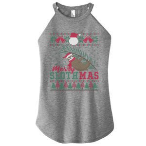 Funny Sloth Ugly Christmas Merry Slothmas Happy Holiday Gift Women's Perfect Tri Rocker Tank