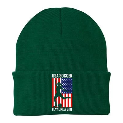 Funny Soccer Usa Soccer Play Like A Girl Knit Cap Winter Beanie