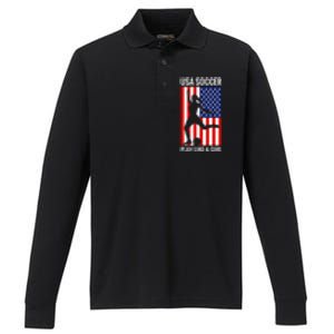 Funny Soccer Usa Soccer Play Like A Girl Performance Long Sleeve Polo