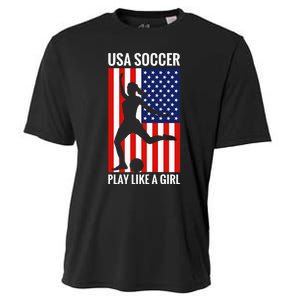 Funny Soccer Usa Soccer Play Like A Girl Cooling Performance Crew T-Shirt