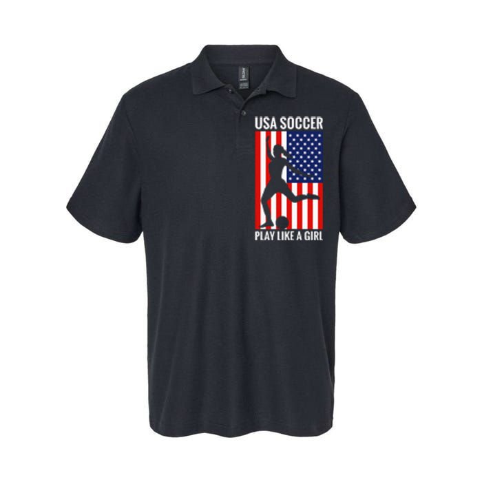 Funny Soccer Usa Soccer Play Like A Girl Softstyle Adult Sport Polo