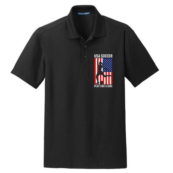 Funny Soccer Usa Soccer Play Like A Girl Dry Zone Grid Polo