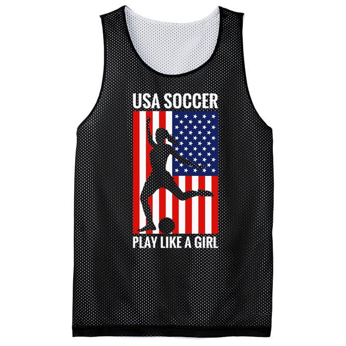 Funny Soccer Usa Soccer Play Like A Girl Mesh Reversible Basketball Jersey Tank